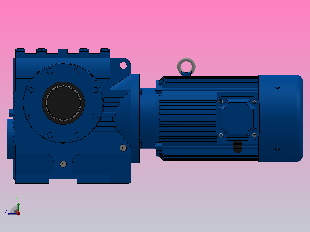 SAZ77小法兰空心轴安装斜齿-蜗轮蜗杆减速机SAZ77-YV1.1-4P-157.08-M1-0°-B右视图