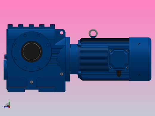 SAZ77小法兰空心轴安装斜齿-蜗轮蜗杆减速机SAZ77-YV1.1-4P-157.08-M1-0°-B右视缩略图