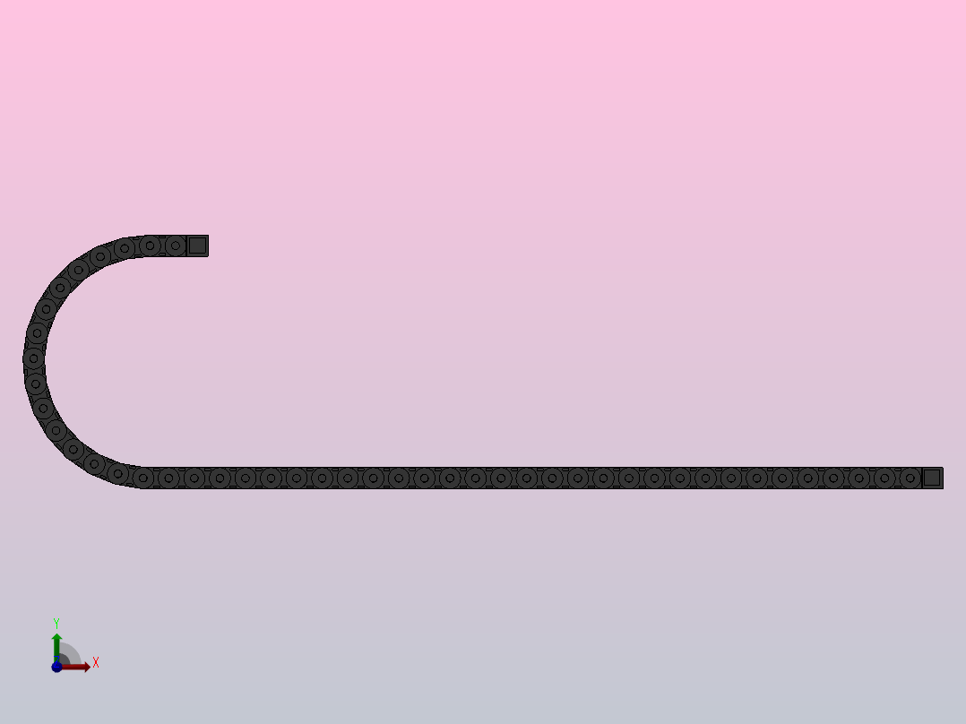 弯曲半径300内高35两侧打开型封闭式拖链_DMD35CD-35-50-300R-45前视图