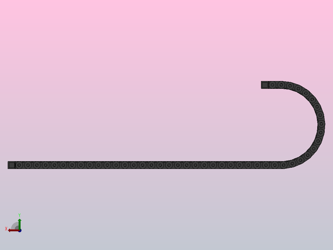 弯曲半径300内高35两侧打开型封闭式拖链_DMD35CD-35-50-300R-45后视图