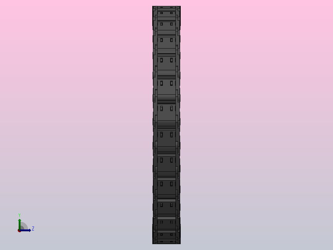 弯曲半径300内高35两侧打开型封闭式拖链_DMD35CD-35-50-300R-45左视图