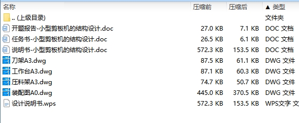小型板材剪板机的结构设计含开题及4张CAD图