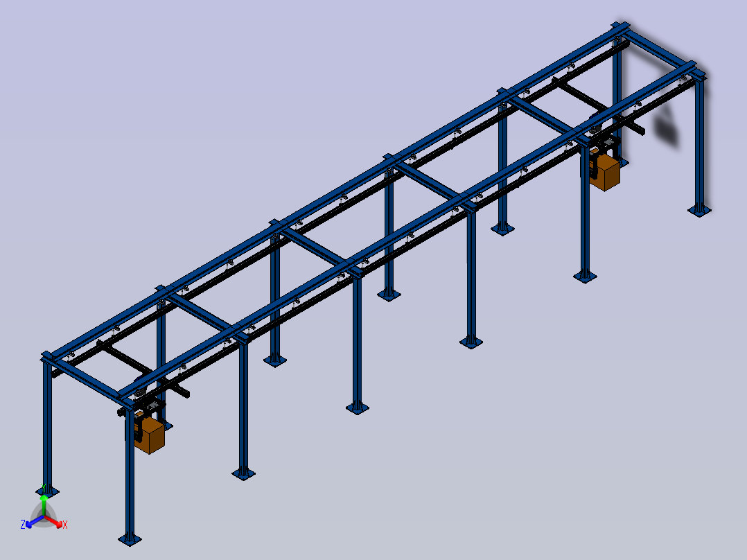 箱体搬运行车架正等轴测图