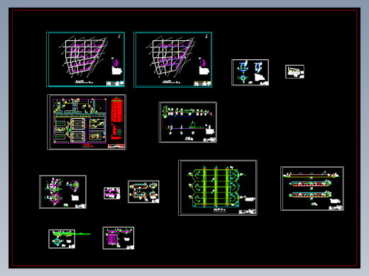 三沟式氧化沟整套cad图纸平面剖面系统管路原理浓缩池提升泵房cad