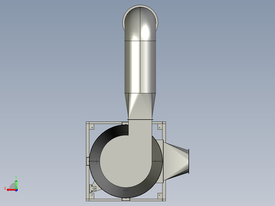 大旋风除尘系统设备3D模型后视图