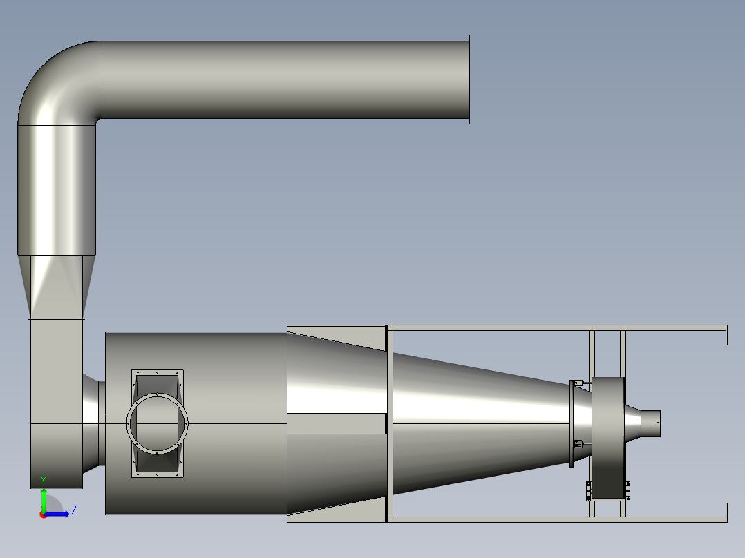 大旋风除尘系统设备3D模型左视图