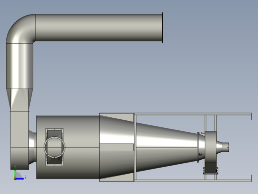大旋风除尘系统设备3D模型左视缩略图