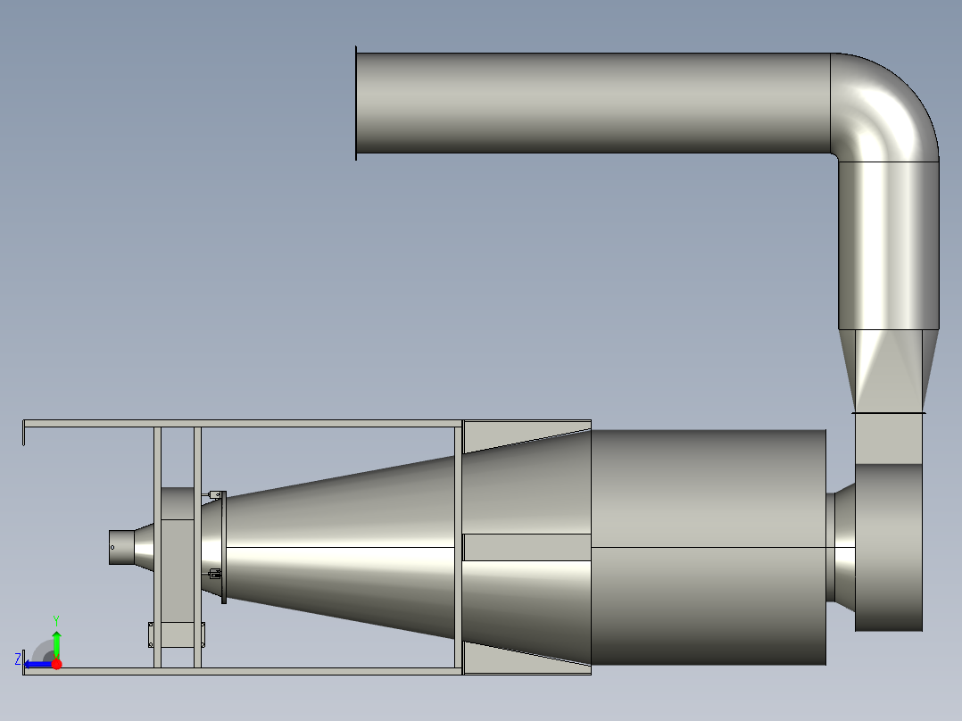 大旋风除尘系统设备3D模型右视图
