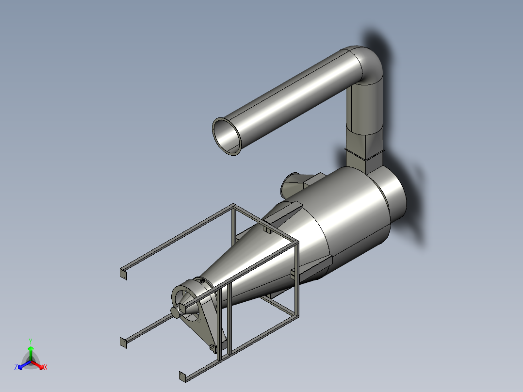 大旋风除尘系统设备3D模型正等轴测图