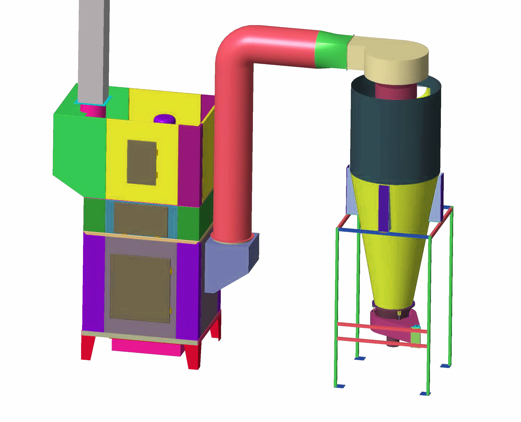 大旋风除尘系统设备3D模型