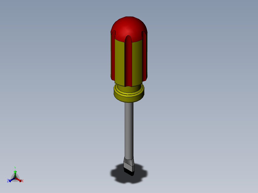 一字螺丝刀模型正等轴测图