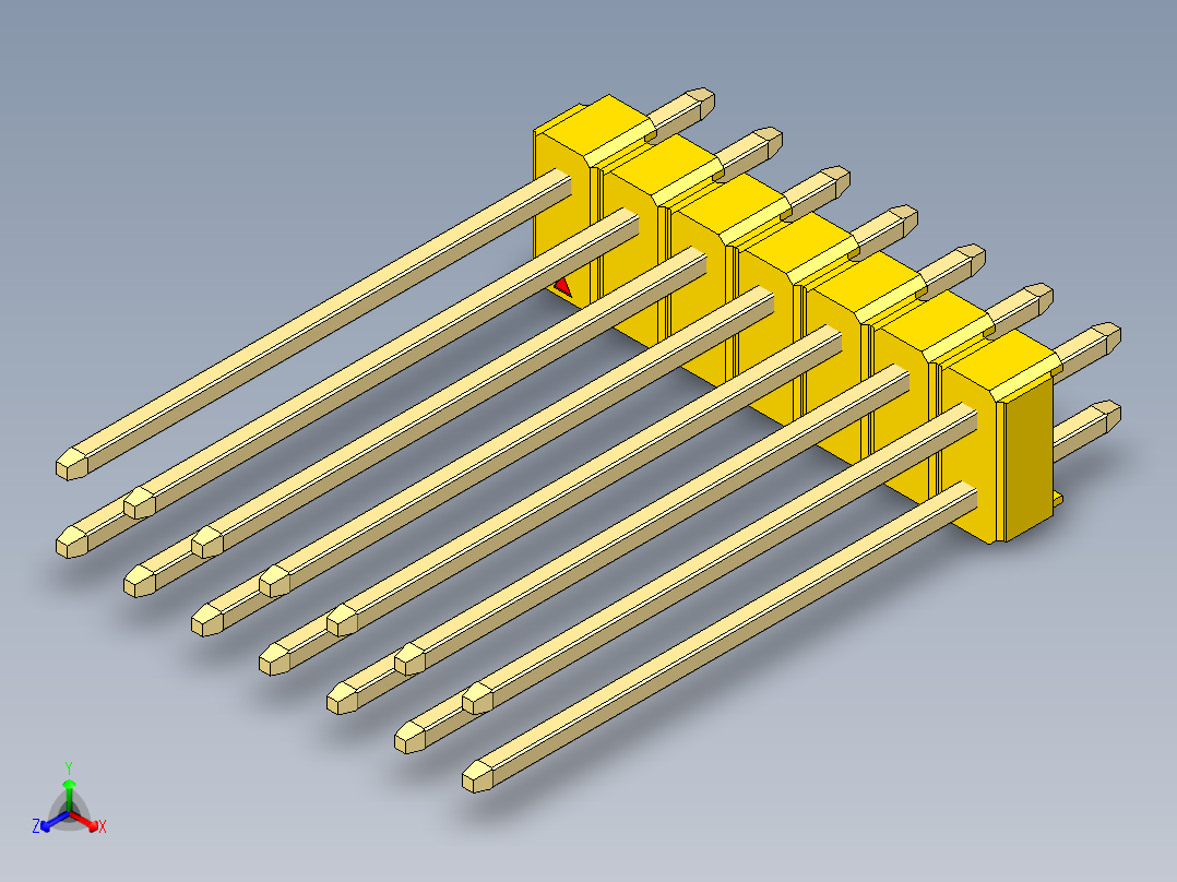 彩色公头100mil（2.54mm）系列-DS1021_yellow_2x07p_100mil_Type19_rev1.0主视图