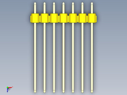 彩色公头100mil（2.54mm）系列-DS1021_yellow_2x07p_100mil_Type19_rev1.0俯视缩略图