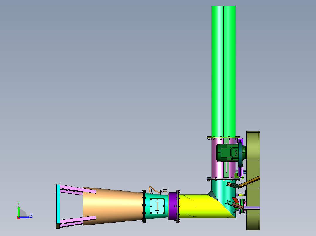 微型水轮水力涡轮发电机左视图