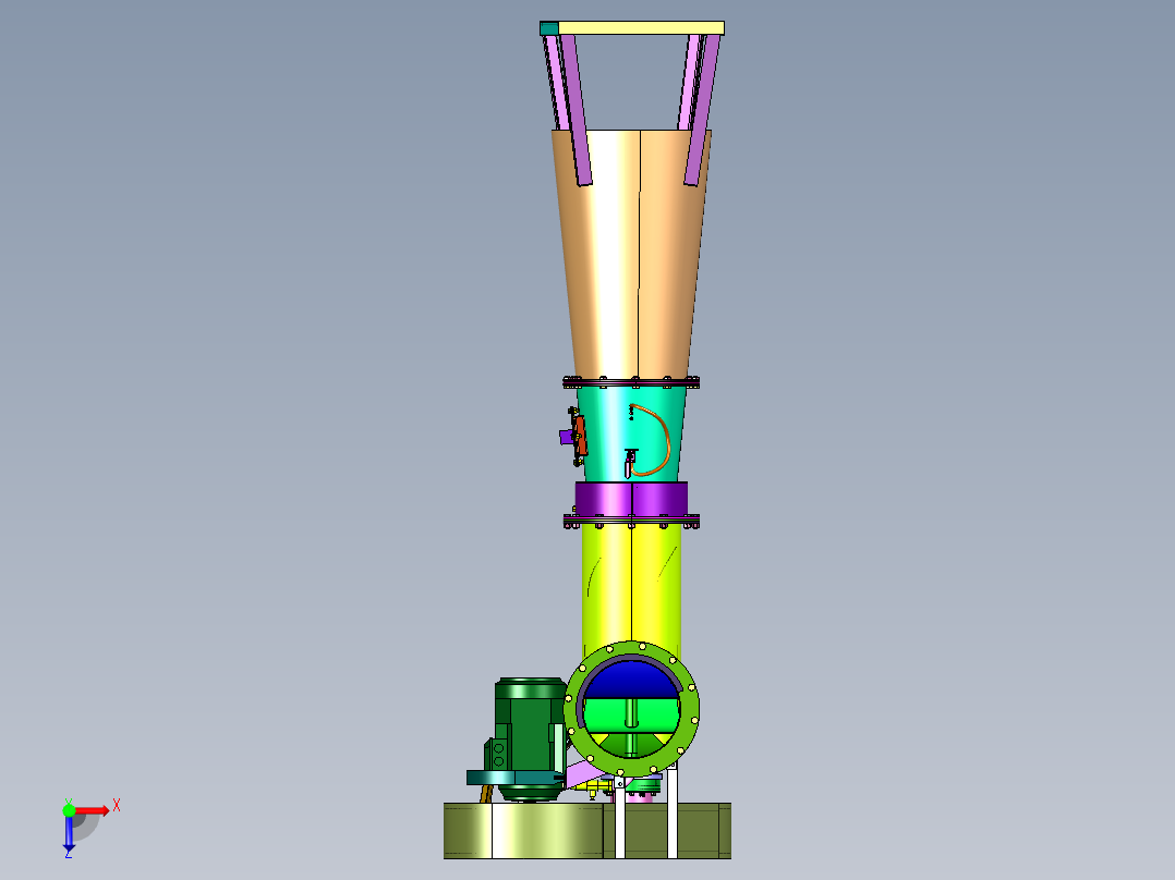 微型水轮水力涡轮发电机俯视图