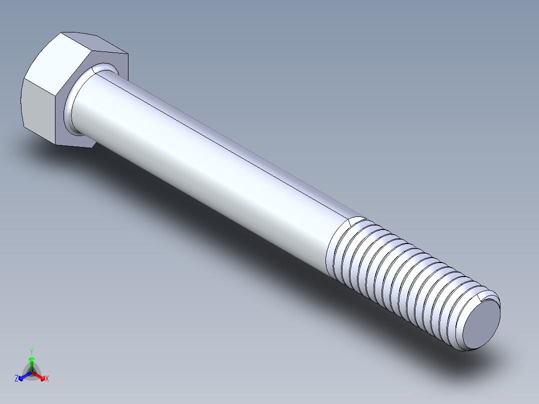 UNC 六角螺栓-Hex Bolt 0.375-16 x 3正等轴测图