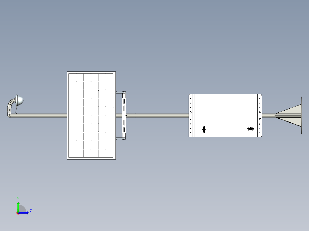 太阳能电池安防摄像头电箱-igs 三维 图纸左视图
