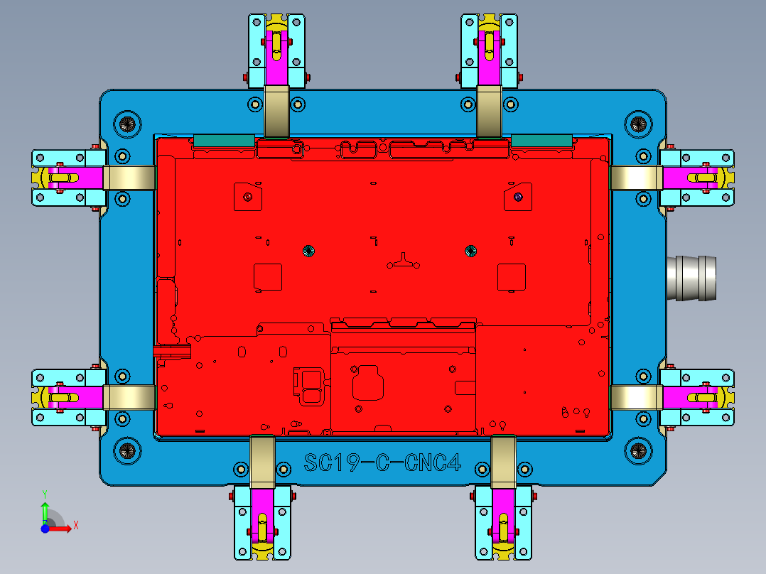 CS19-C-CNC4笔记本CNC工装夹具三维模型-180523前视图