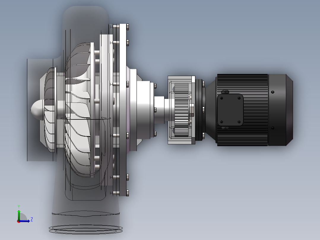 单级离心压缩机左视图