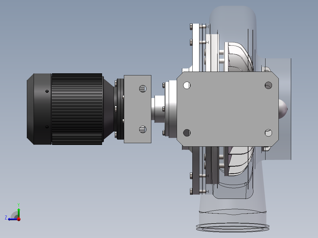 单级离心压缩机右视图