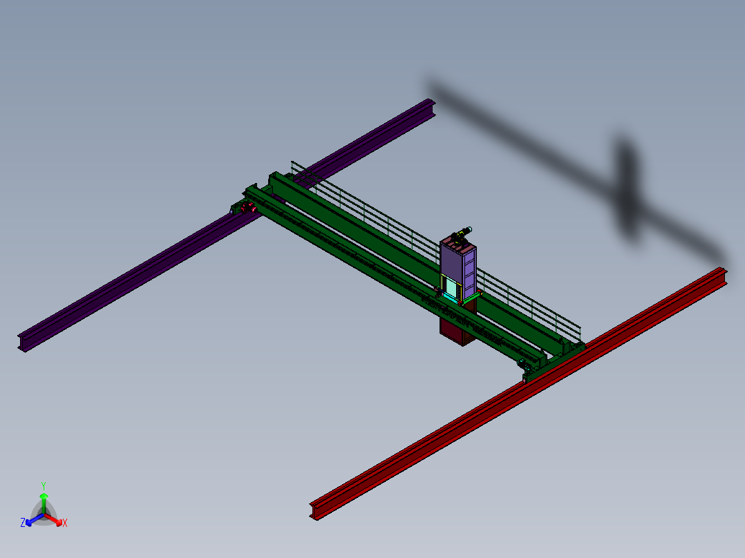 可横向移动采石机正等轴测图