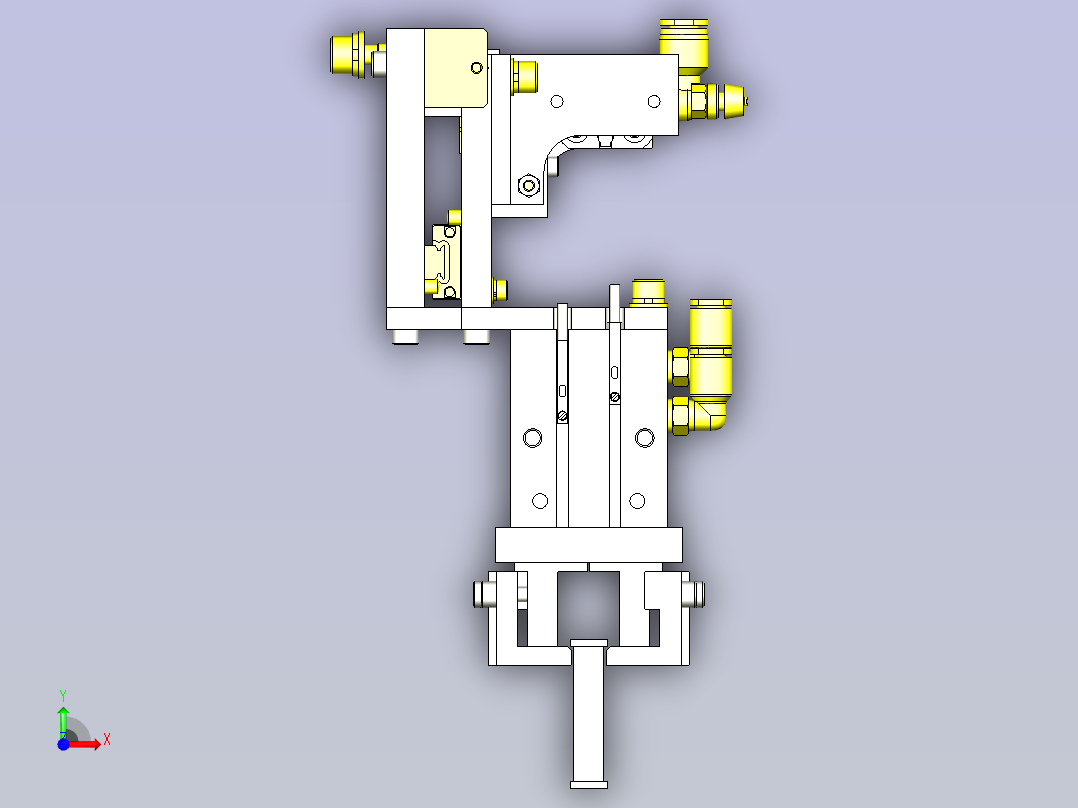 一款变更工件间距的5连夹头机构3D图纸前视图