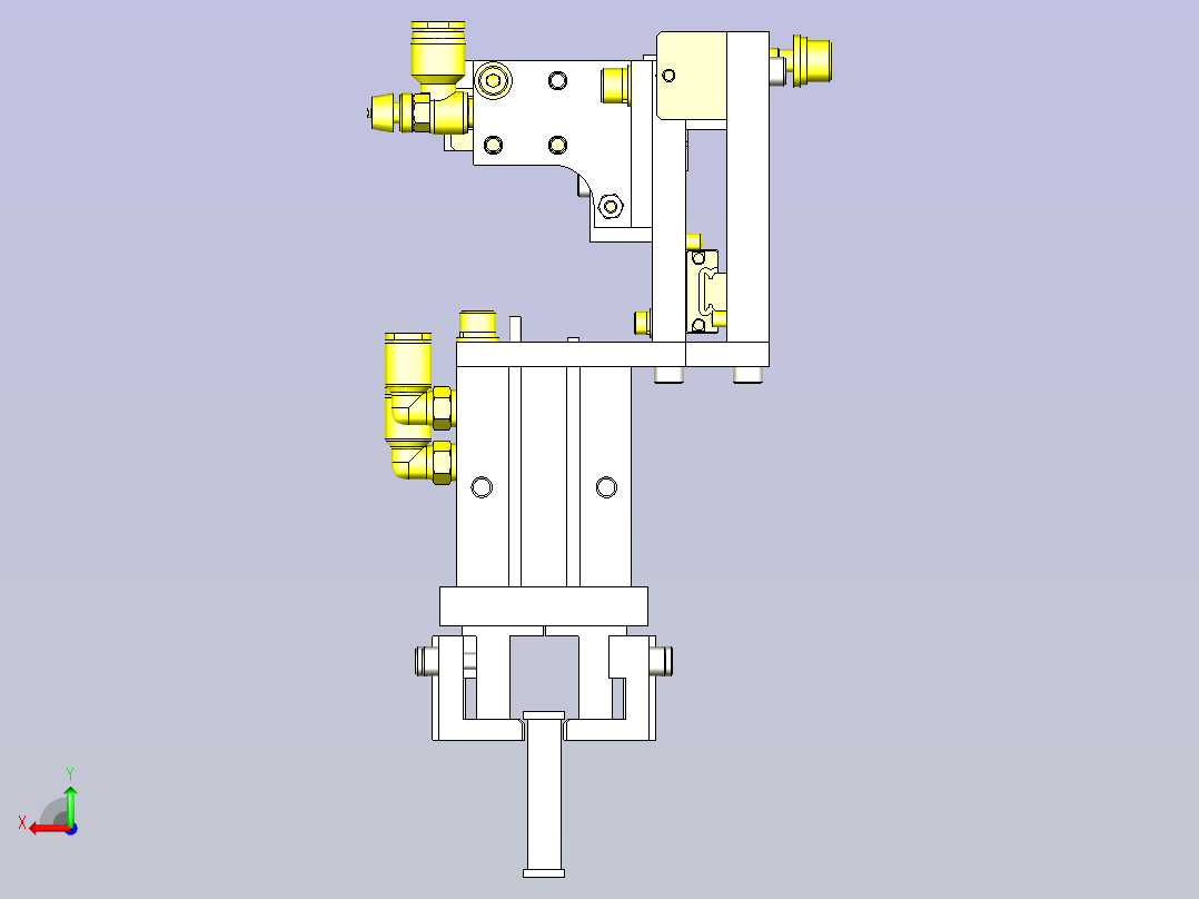 一款变更工件间距的5连夹头机构3D图纸后视图