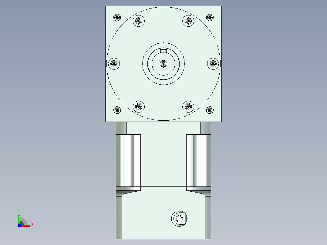 PW110单轴 PLX90-L1 19-70-90-M6 PW110转向器 单轴输出 带90 直齿 行星减速机前视图