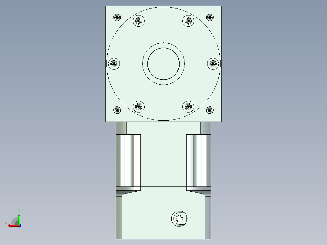 PW110单轴 PLX90-L1 19-70-90-M6 PW110转向器 单轴输出 带90 直齿 行星减速机后视图