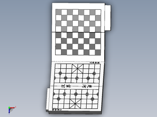 象棋，围棋，国际象棋三用木质棋盘俯视缩略图