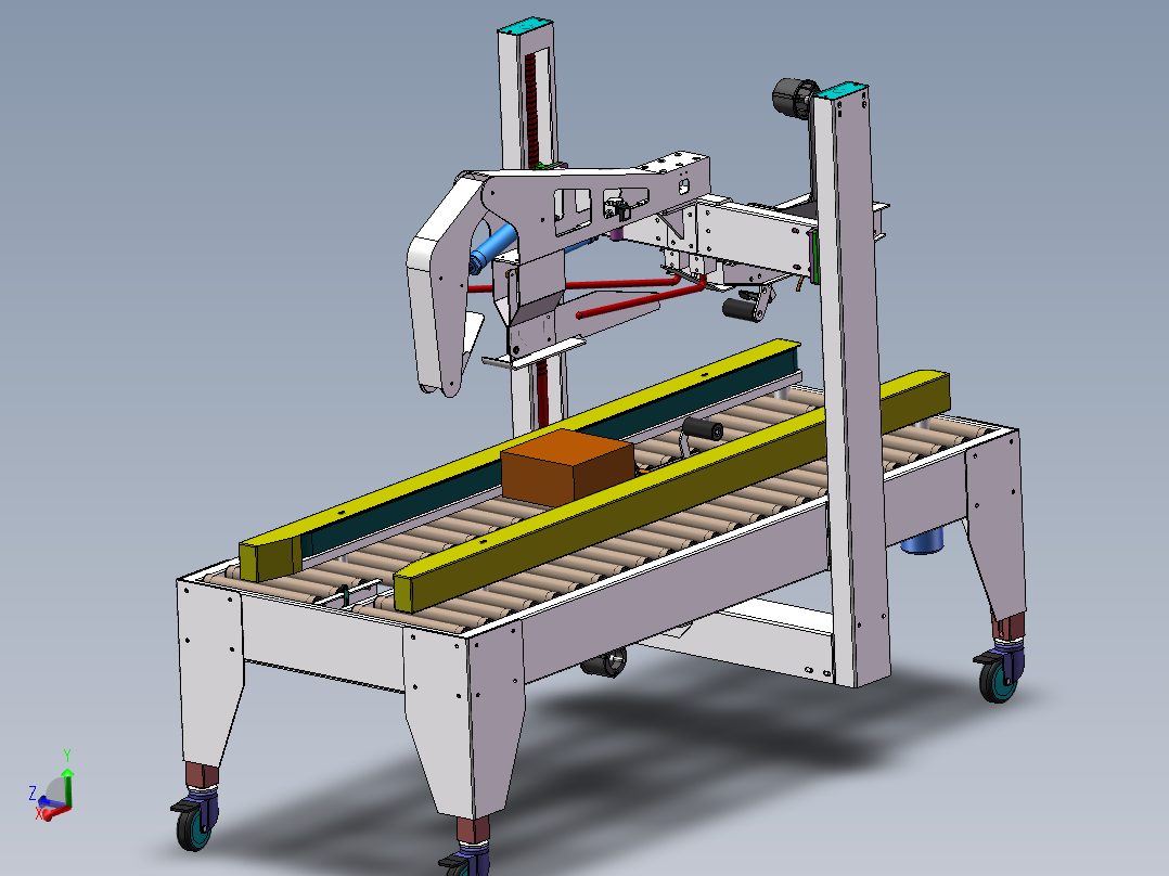 折盖封箱机3d图纸 +cad装配图 在线式包装箱自动折盖封箱机3d模型