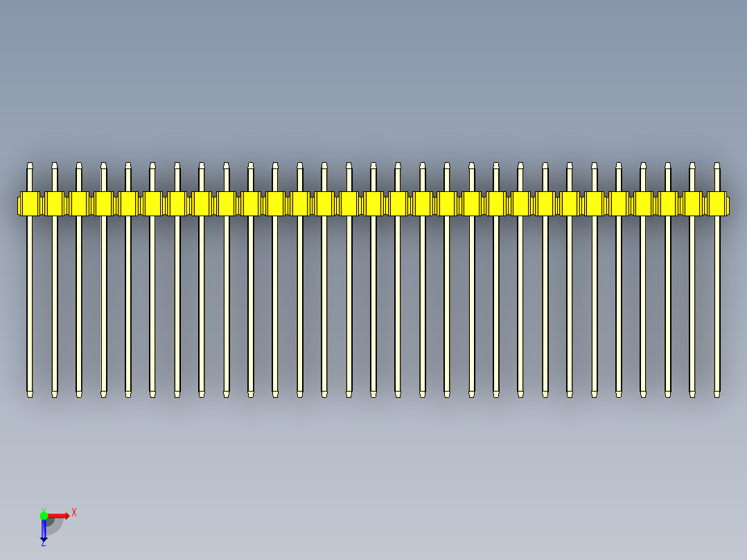 彩色公头100mil（2.54mm）系列-DS1021_yellow_2x29p_100mil_Type19_rev1.0俯视图