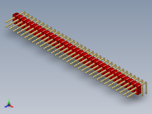 彩色公排针 100mil 2.54mm 系列-DS1022_red_2x33p_100mil_TypeD_rev1.0