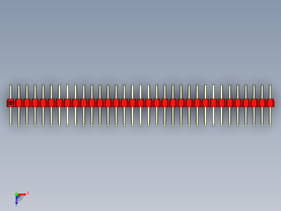 彩色公排针 100mil 2.54mm 系列-DS1022_red_2x33p_100mil_TypeD_rev1.0俯视图