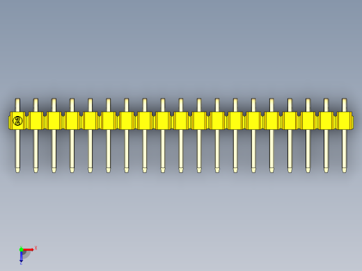 彩色公排针 100mil 2.54mm 系列-DS1022_yellow_1x19p_100mil_TypeD_rev1.0俯视缩略图