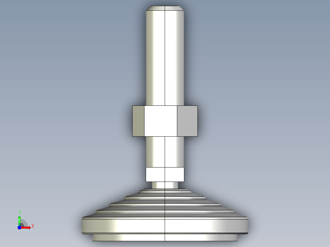 水平調整腳座(SUS製)LVA70-SUS-3D多系列多零件图纸模型前视图