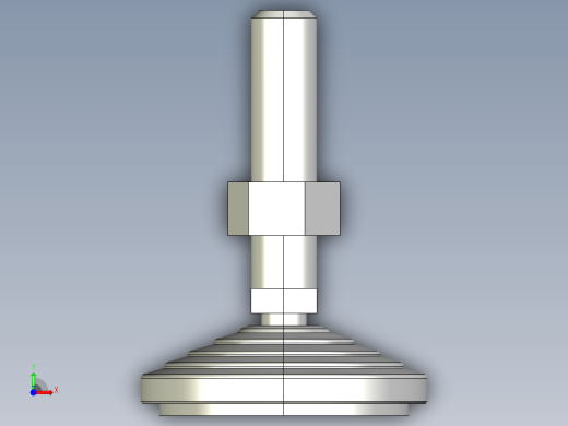水平調整腳座(SUS製)LVA70-SUS-3D多系列多零件图纸模型前视缩略图