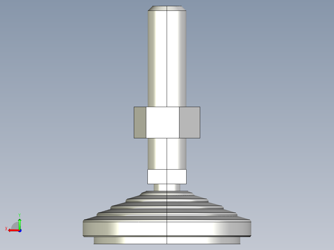 水平調整腳座(SUS製)LVA70-SUS-3D多系列多零件图纸模型后视图