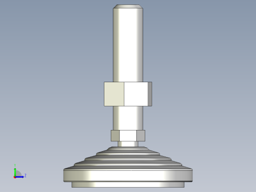 水平調整腳座(SUS製)LVA70-SUS-3D多系列多零件图纸模型左视缩略图