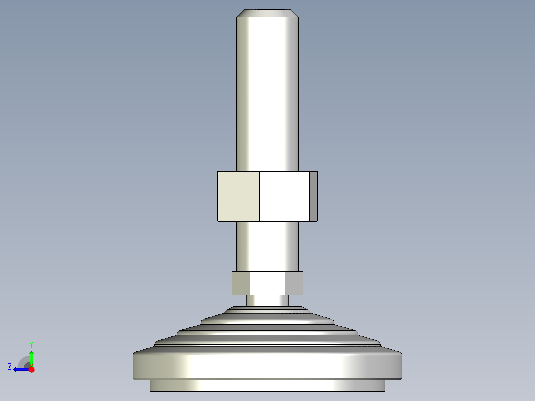 水平調整腳座(SUS製)LVA70-SUS-3D多系列多零件图纸模型右视图