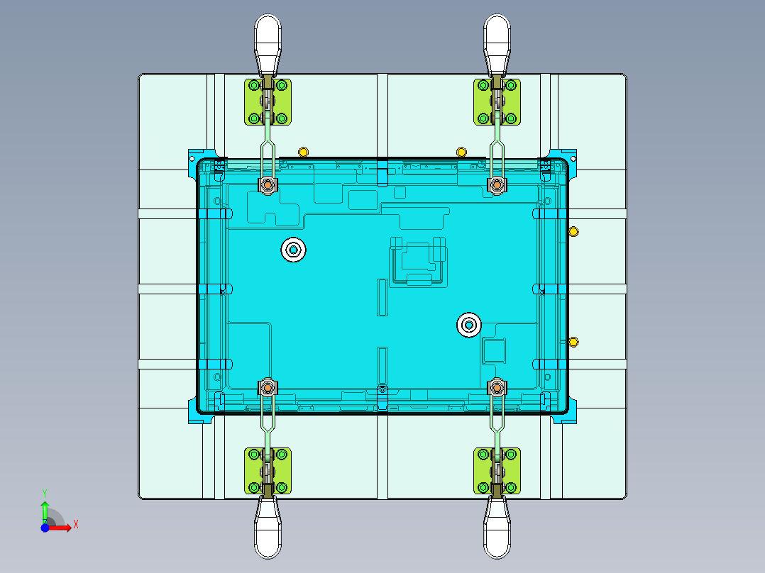 笔记本外壳内长宽检具三维模型加CAD前视图