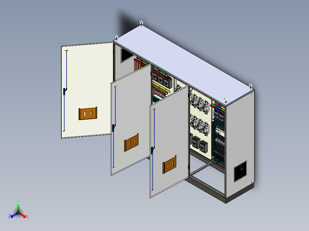 三柜组装630A正装刀开关双电源plc软启动控制柜 55762
