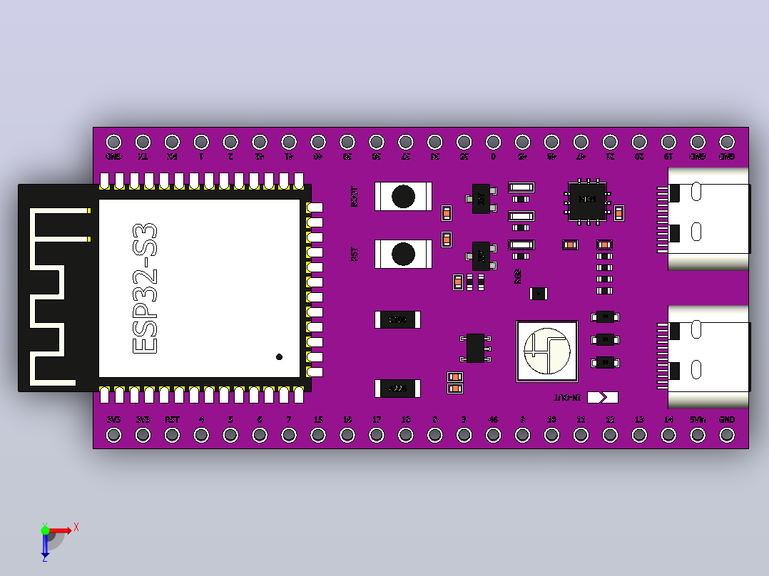 MC ESP32-S3（紫色）俯视图