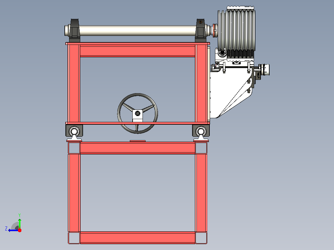 V型皮带磨床3D图纸模型右视图
