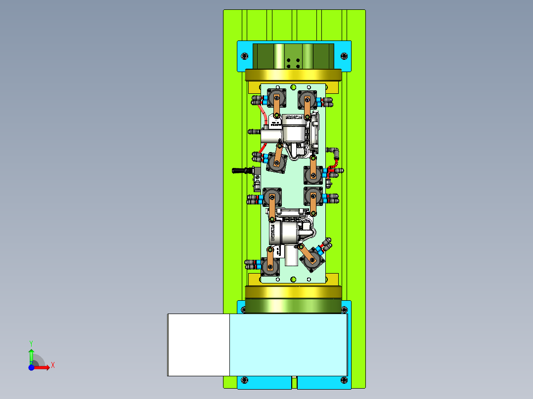 加工中心四轴夹具前视图