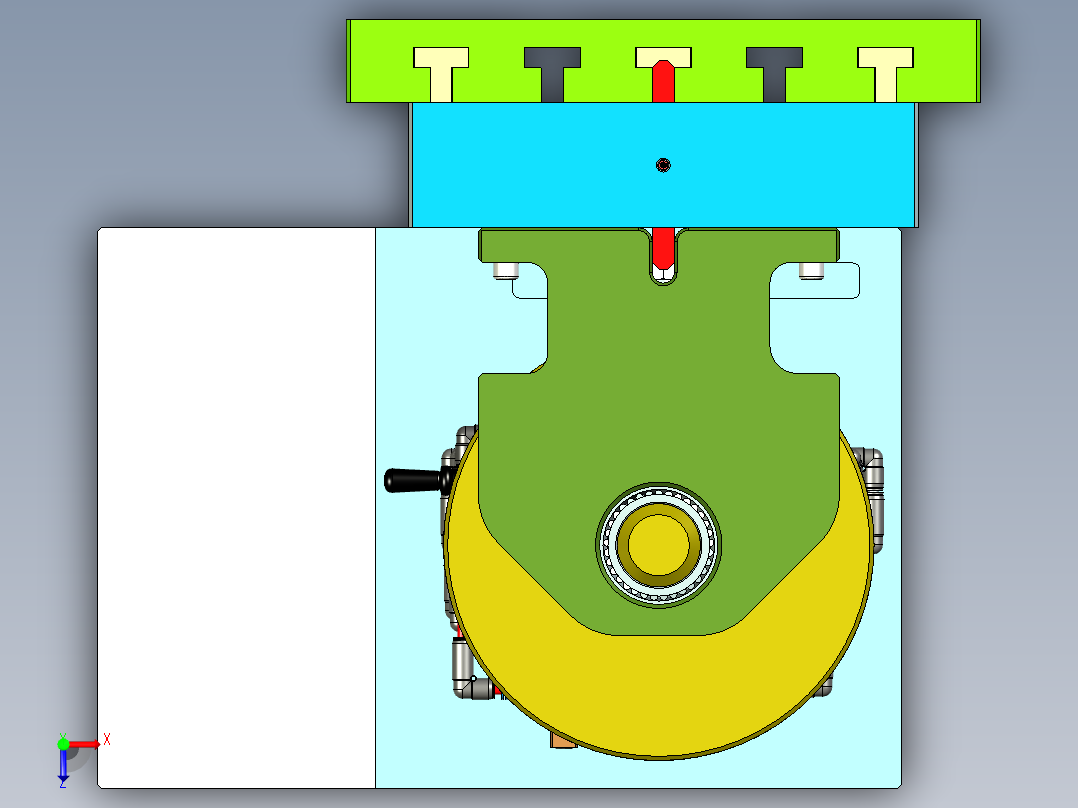 加工中心四轴夹具俯视图