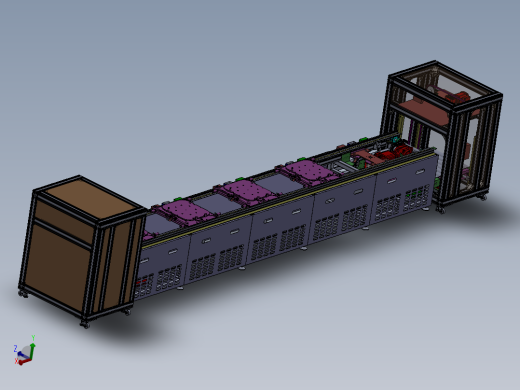 5工位倍速链产线 3D图纸 机械设计素材3D模型参考资料