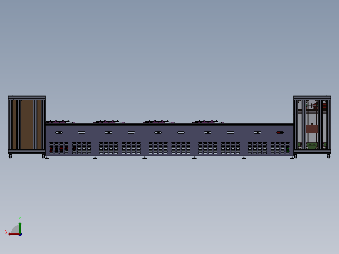 5工位倍速链产线 3D图纸 机械设计素材3D模型参考资料后视图