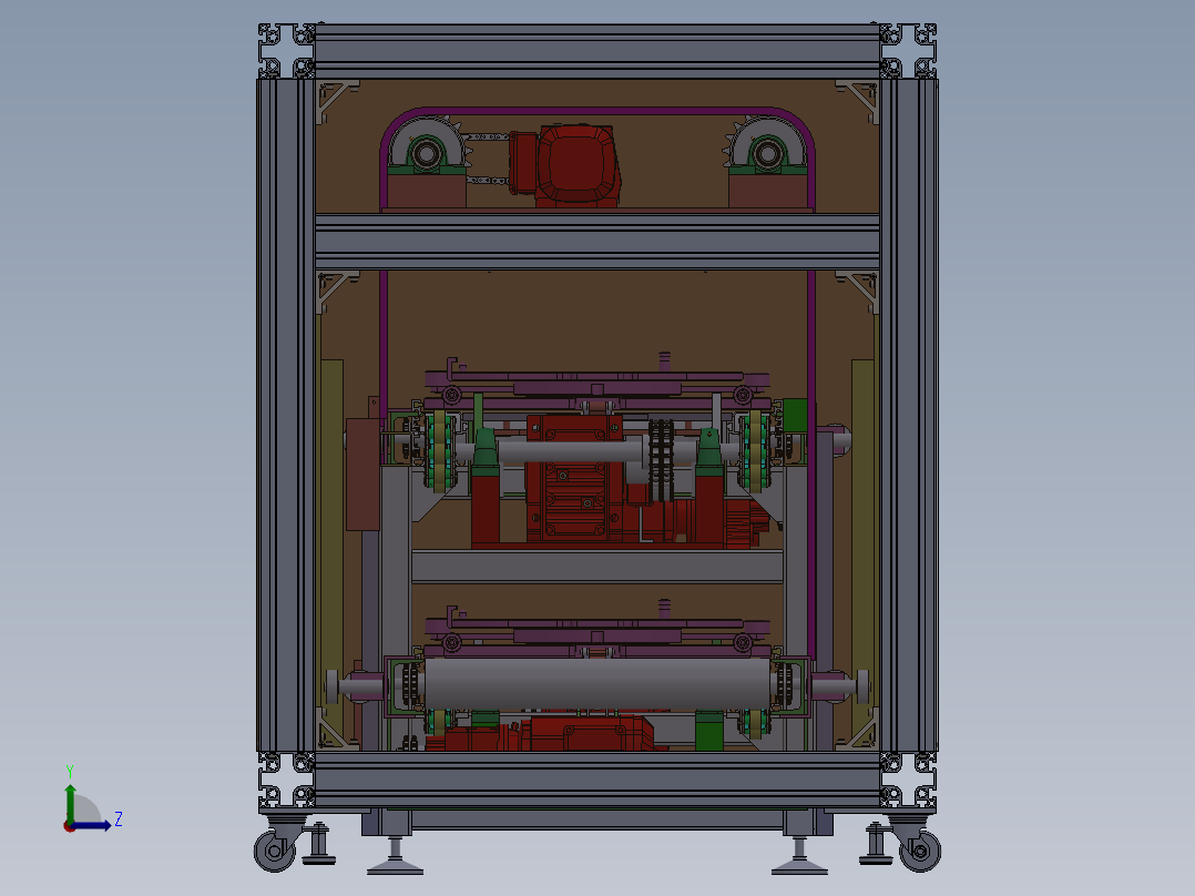 5工位倍速链产线 3D图纸 机械设计素材3D模型参考资料左视图