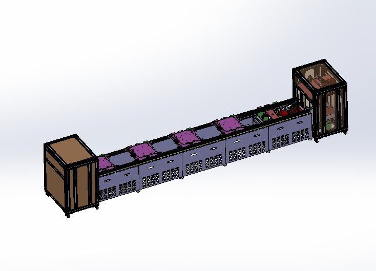 5工位倍速链产线 3D图纸 机械设计素材3D模型参考资料
